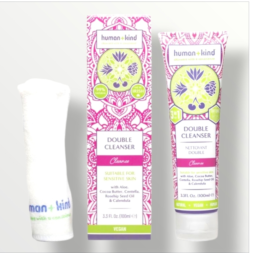 Human+Kind Double Cleanser CLEANSE With Face Cloth